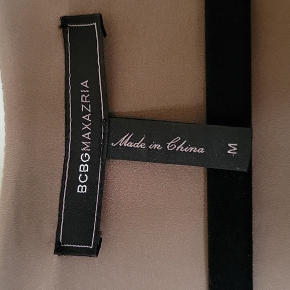 BCBGMaxAzria Tara Faux Suede Cascading Asymmetrical Dress Tan size M - Picture 5 of 15